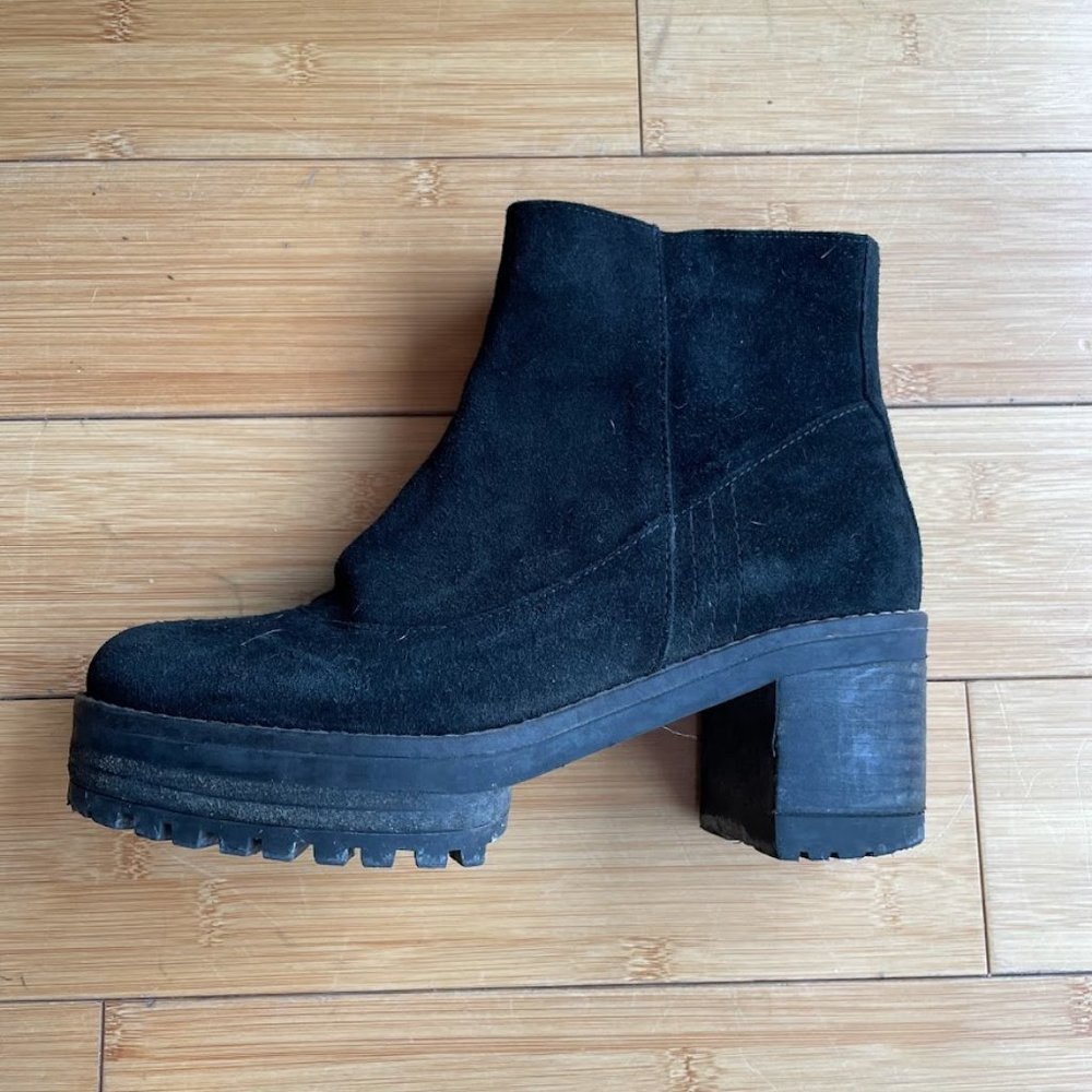 Black Mellow Yellow Suede Platform Booties